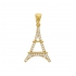Pendentif Tour Eiffel plaqué or ornée d'oxydes de zirconium - 