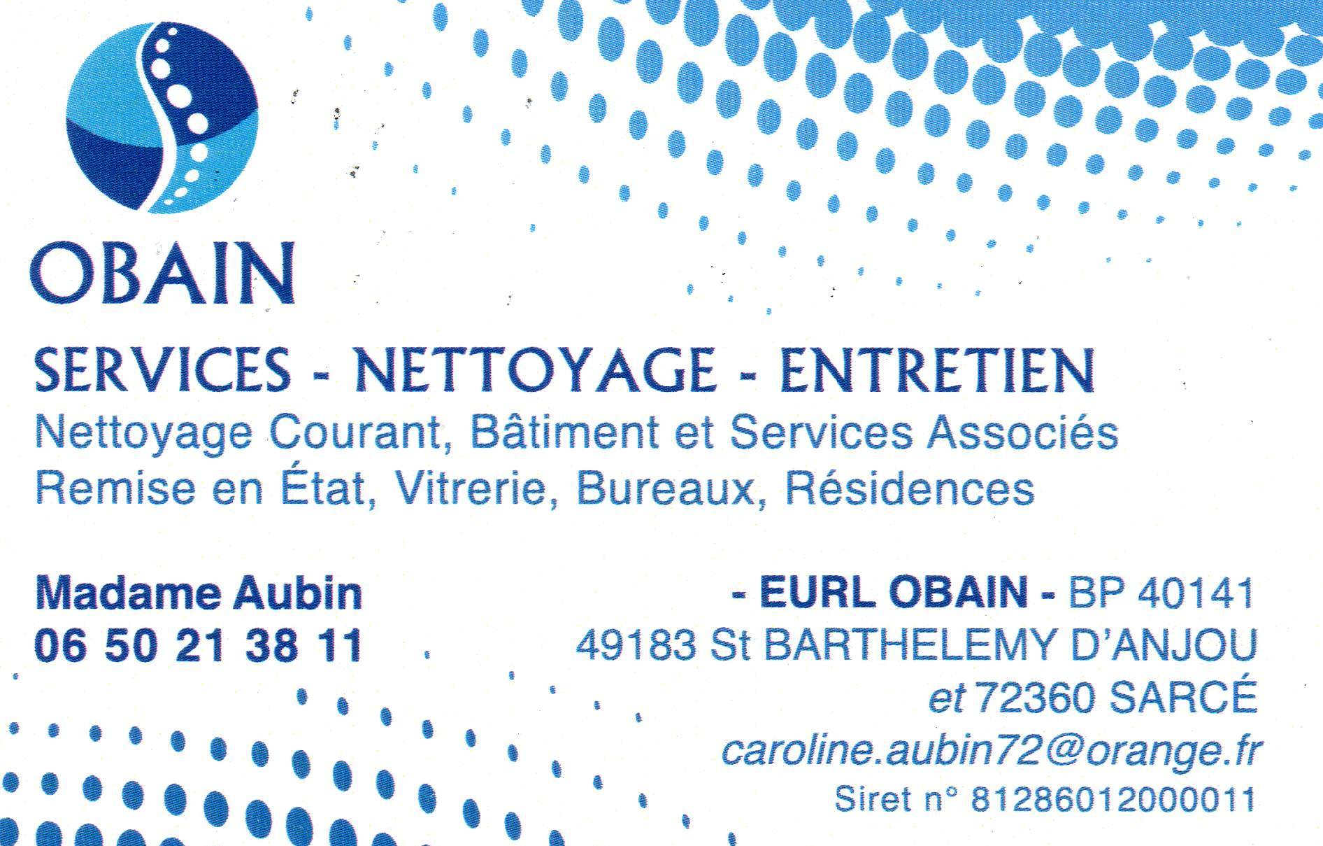 OBAIN NETTOYAGE ET SERVICE ASSOCIE - Société de nettoyage à Sarcé (72360) -  Adresse et téléphone sur l'annuaire Hoodspot
