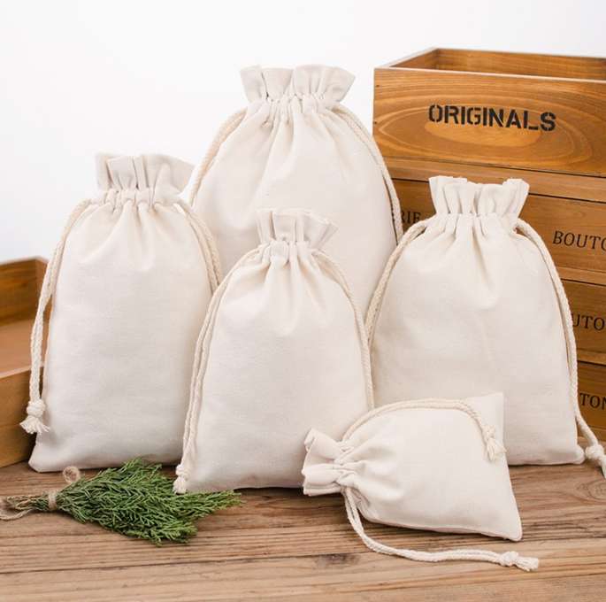 Muslin Bag, Cotton Drawstring Bag, Cotton Pouch, Mailing Bag